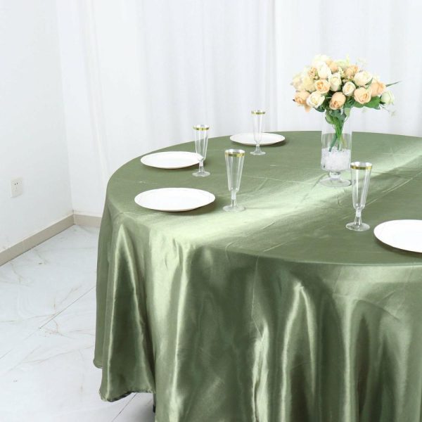 Satin |  108″ Dusty Sage Green Seamless Satin Round Tablecloth