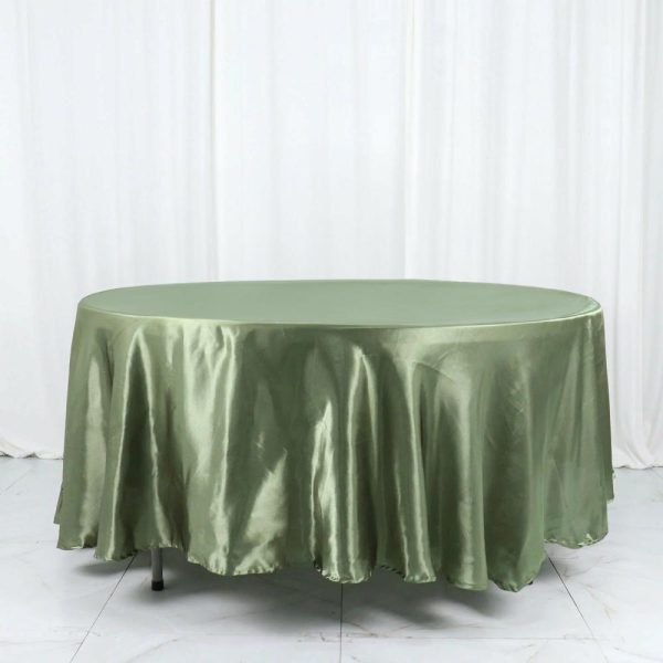 Satin |  108″ Dusty Sage Green Seamless Satin Round Tablecloth