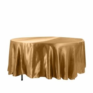 Satin |  108″ Gold Seamless Satin Round Tablecloth