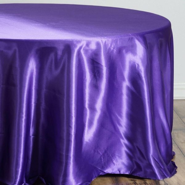 Satin |  108″ Purple Seamless Satin Round Tablecloth