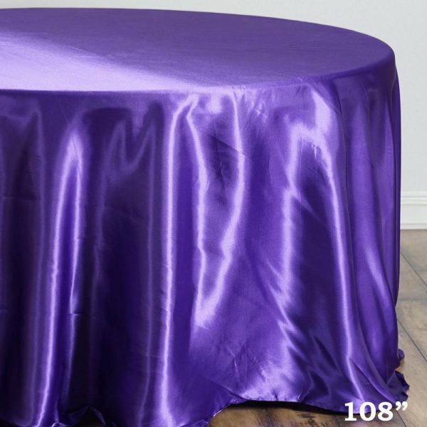 Satin |  108″ Purple Seamless Satin Round Tablecloth