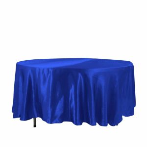 Satin |  108″ Royal Blue Seamless Satin Round Tablecloth