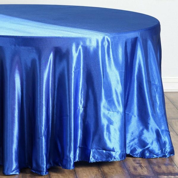 Satin |  108″ Royal Blue Seamless Satin Round Tablecloth