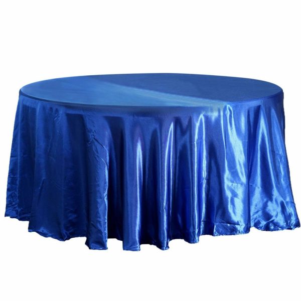 Satin |  108″ Royal Blue Seamless Satin Round Tablecloth