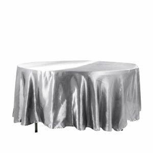 Satin |  108″ Silver Seamless Satin Round Tablecloth