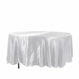 Satin |  108″ White Seamless Satin Round Tablecloth