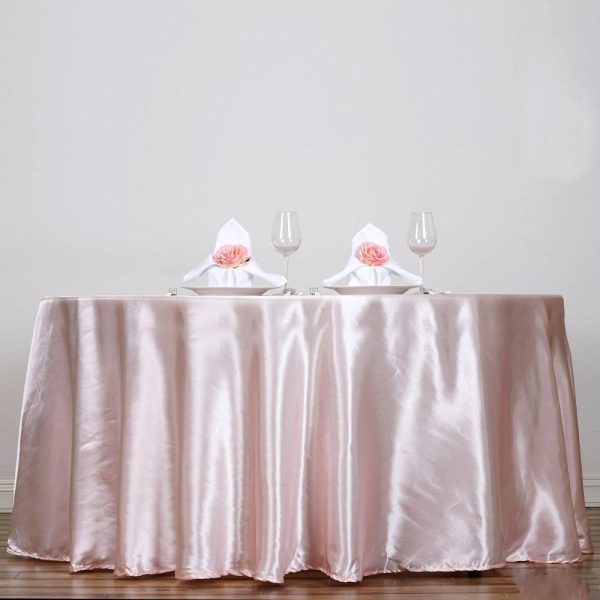 Satin |  120″ Seamless Satin Round Tablecloth – Blush for 5 Foot Table With Floor-Length Drop