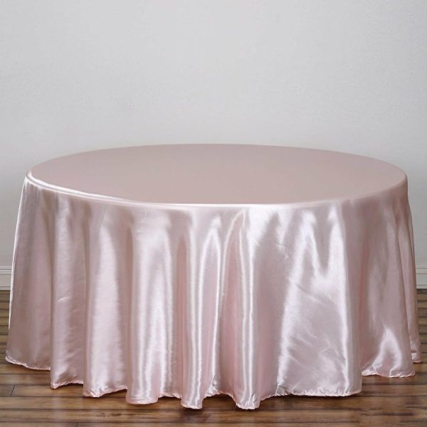 Satin |  120″ Seamless Satin Round Tablecloth – Blush for 5 Foot Table With Floor-Length Drop