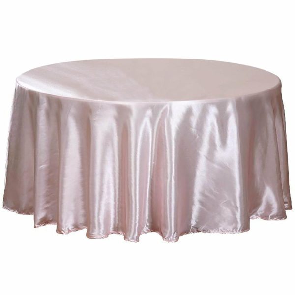 Satin |  120″ Seamless Satin Round Tablecloth – Blush for 5 Foot Table With Floor-Length Drop