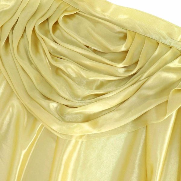 Satin |  14ft Champagne Pleated Satin Double Drape Table Skirt