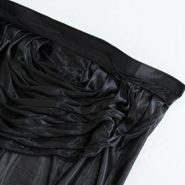 Satin |  21ft Black Pleated Satin Double Drape Table Skirt