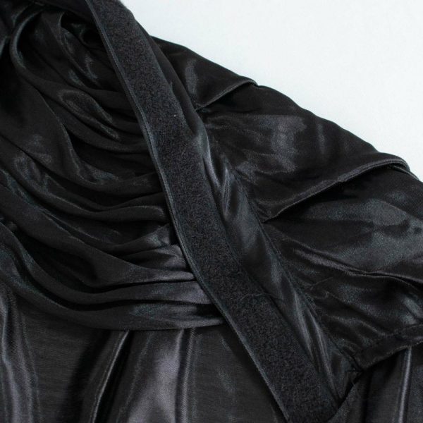 Satin |  21ft Black Pleated Satin Double Drape Table Skirt