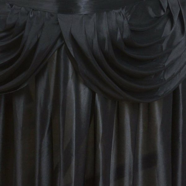 Satin |  21ft Black Pleated Satin Double Drape Table Skirt