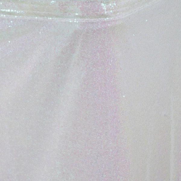 Satin |  21ft White Iridescent Glitzy Sequin Table Skirts