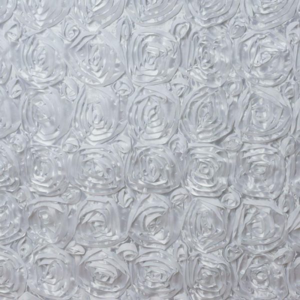 Satin |  21ft White Rosette 3D Satin Table Skirt