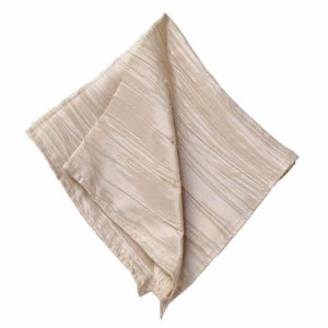 Satin  |  5 Pack Beige Accordion Crinkle Taffeta Cloth Dinner Napkins 20″x20″