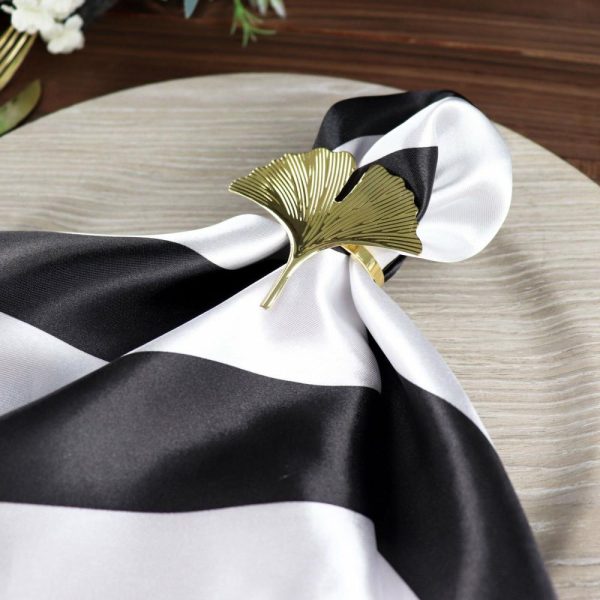 Satin  |  5 Pack Black and White Striped Satin Cloth Dinner Napkins 20″x20″