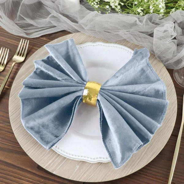 Satin  |  5 Pack Dusty Blue Premium Sheen Finish Velvet Cloth Dinner Napkins – 20″x20″