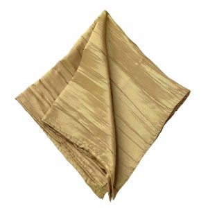 Satin  |  5 Pack Gold Accordion Crinkle Taffeta Cloth Dinner Napkins 20″x20″