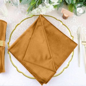 Satin  |  5 Pack Gold Premium Sheen Finish Velvet Cloth Dinner Napkins – 20″x20″