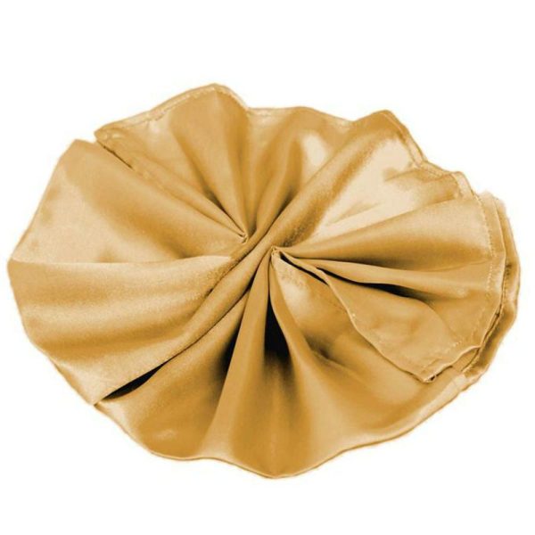 Satin  |  5 Pack Gold Satin Cloth Napkins with Hemmed Edges, Reusable Dinner Napkins – 20″x20″