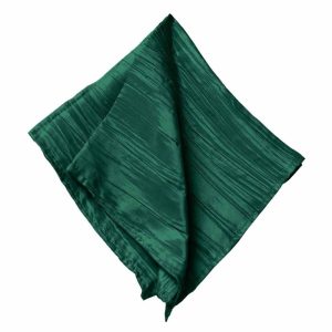 Satin  |  5 Pack Hunter Emerald Green Accordion Crinkle Taffeta Cloth Dinner Napkins 20″x20″