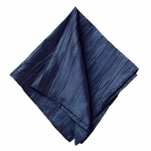 Satin  |  5 Pack Navy Blue Accordion Crinkle Taffeta Cloth Dinner Napkins 20″x20″