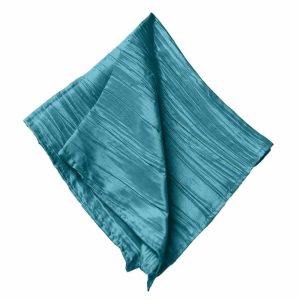 Satin  |  5 Pack Peacock Teal Accordion Crinkle Taffeta Cloth Dinner Napkins 20″x20″