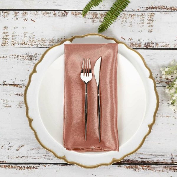 Satin  |  5 Pack Terracotta (Rust) Satin Cloth Napkins with Hemmed Edges, Reusable Dinner Napkins – 20″x20″