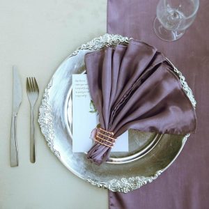 Satin  |  5 Pack Violet Amethyst Satin Cloth Napkins with Hemmed Edges, Reusable Dinner Napkins – 20″x20″