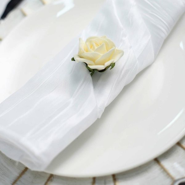 Satin  |  5 Pack White Accordion Crinkle Taffeta Cloth Dinner Napkins 20″x20″