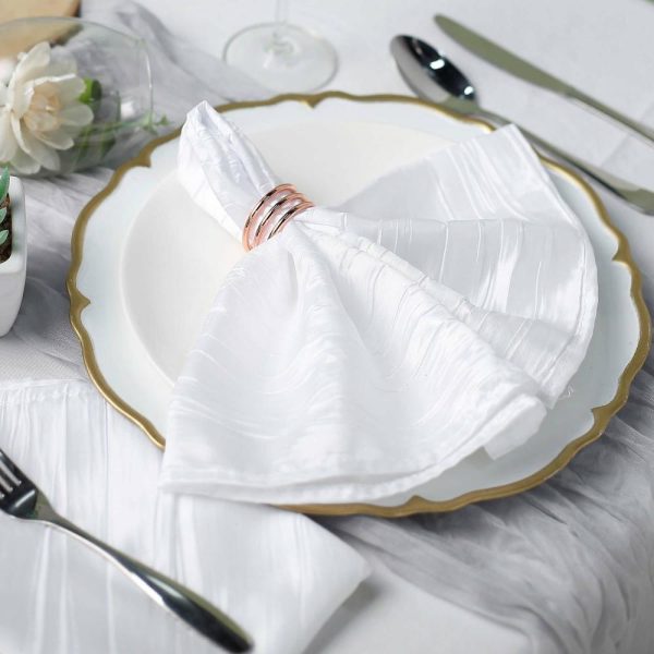 Satin  |  5 Pack White Accordion Crinkle Taffeta Cloth Dinner Napkins 20″x20″