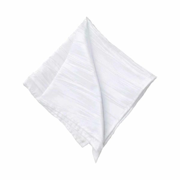 Satin  |  5 Pack White Accordion Crinkle Taffeta Cloth Dinner Napkins 20″x20″