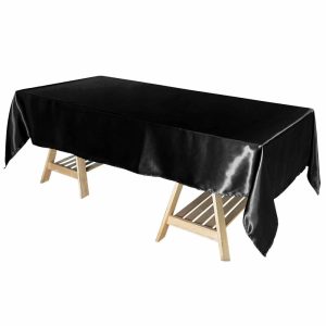 Satin |  60″x102″ Black Seamless Smooth Satin Rectangular Tablecloth