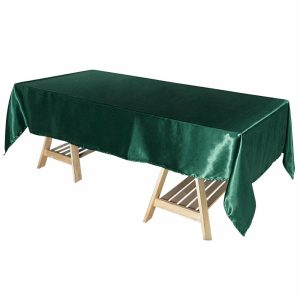 Satin |  60″x102″ Hunter Emerald Green Seamless Smooth Satin Rectangular Tablecloth