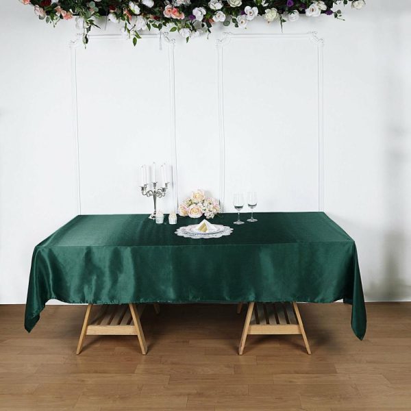 Satin |  60″x102″ Hunter Emerald Green Seamless Smooth Satin Rectangular Tablecloth