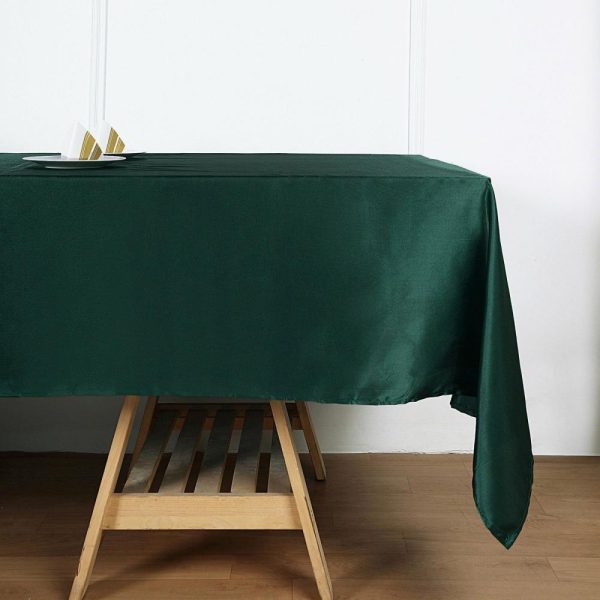 Satin |  60″x102″ Hunter Emerald Green Seamless Smooth Satin Rectangular Tablecloth