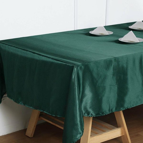 Satin |  60″x102″ Hunter Emerald Green Seamless Smooth Satin Rectangular Tablecloth