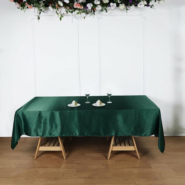 Satin |  60″x102″ Hunter Emerald Green Seamless Smooth Satin Rectangular Tablecloth