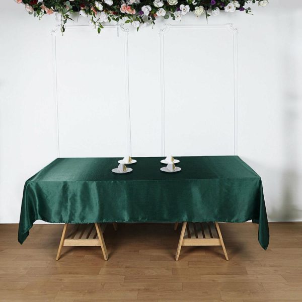 Satin |  60″x102″ Hunter Emerald Green Seamless Smooth Satin Rectangular Tablecloth