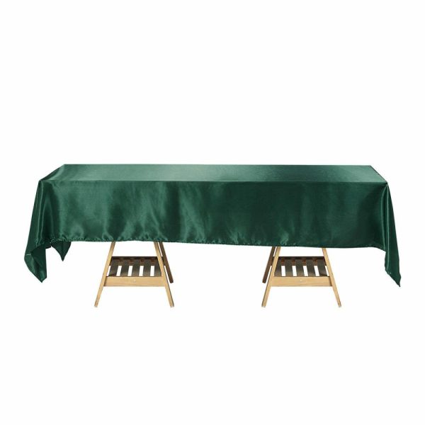 Satin |  60″x102″ Hunter Emerald Green Seamless Smooth Satin Rectangular Tablecloth