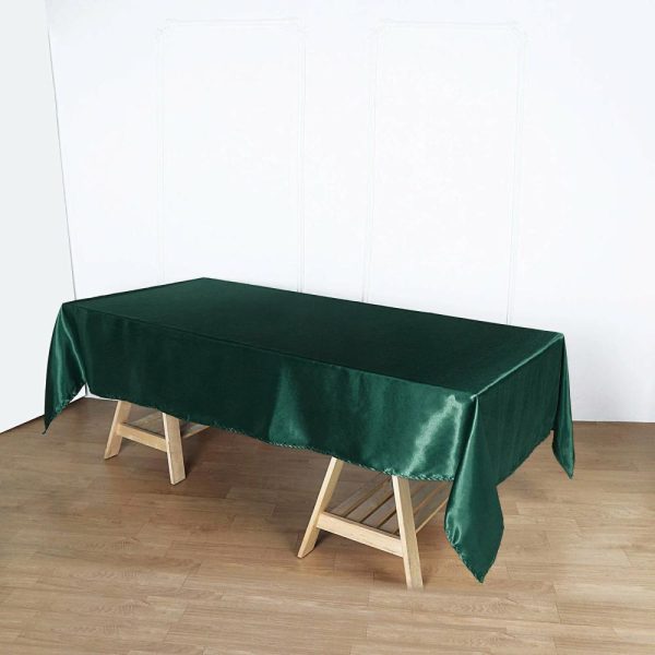 Satin |  60″x102″ Hunter Emerald Green Seamless Smooth Satin Rectangular Tablecloth