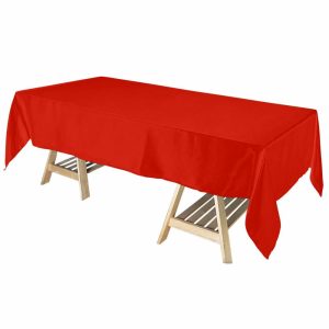 Satin |  60″x102″ Red Seamless Smooth Satin Rectangular Tablecloth