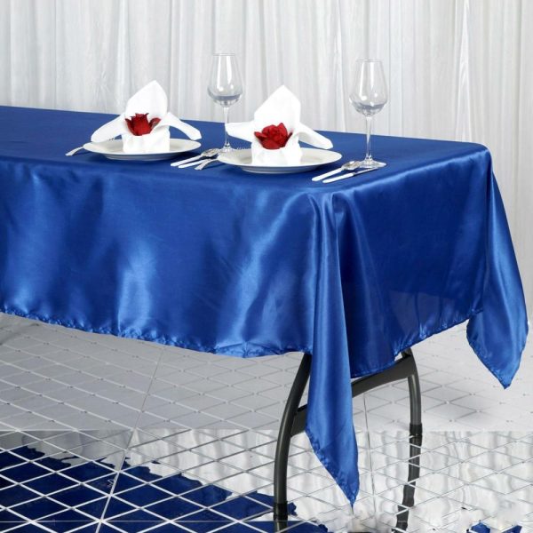 Satin |  60″x102″ Royal Blue Seamless Smooth Satin Rectangular Tablecloth