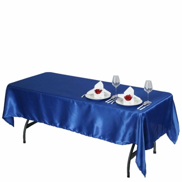 Satin |  60″x102″ Royal Blue Seamless Smooth Satin Rectangular Tablecloth