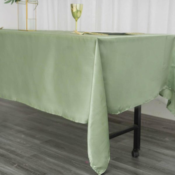 Satin |  60″x102″ Sage Green Seamless Smooth Satin Rectangular Tablecloth