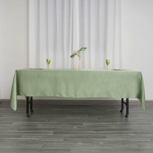 Satin |  60″x102″ Sage Green Seamless Smooth Satin Rectangular Tablecloth