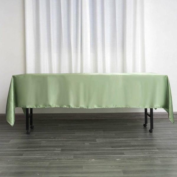 Satin |  60″x102″ Sage Green Seamless Smooth Satin Rectangular Tablecloth