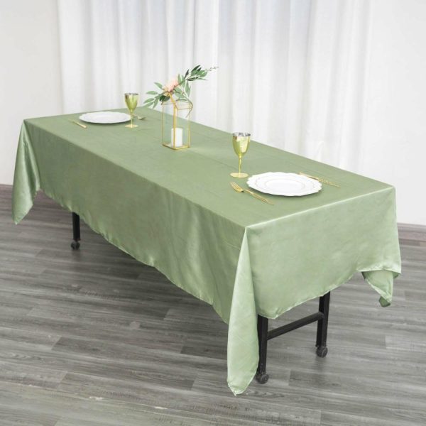 Satin |  60″x102″ Sage Green Seamless Smooth Satin Rectangular Tablecloth