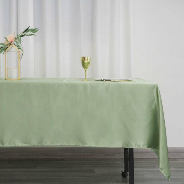 Satin |  60″x102″ Sage Green Seamless Smooth Satin Rectangular Tablecloth